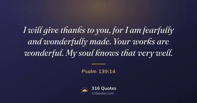 Psalm 139:14 Bible verse image: Fearfully and Wonderfully Made