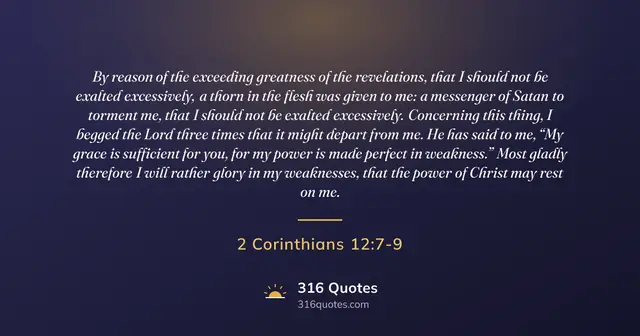 2 Corinthians 12:7-9 Bible verse image: Power Made Perfect in Weakness